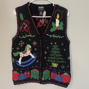 Designers Originals Studio Vintage Womens Small Christmas Sweater Vest Party